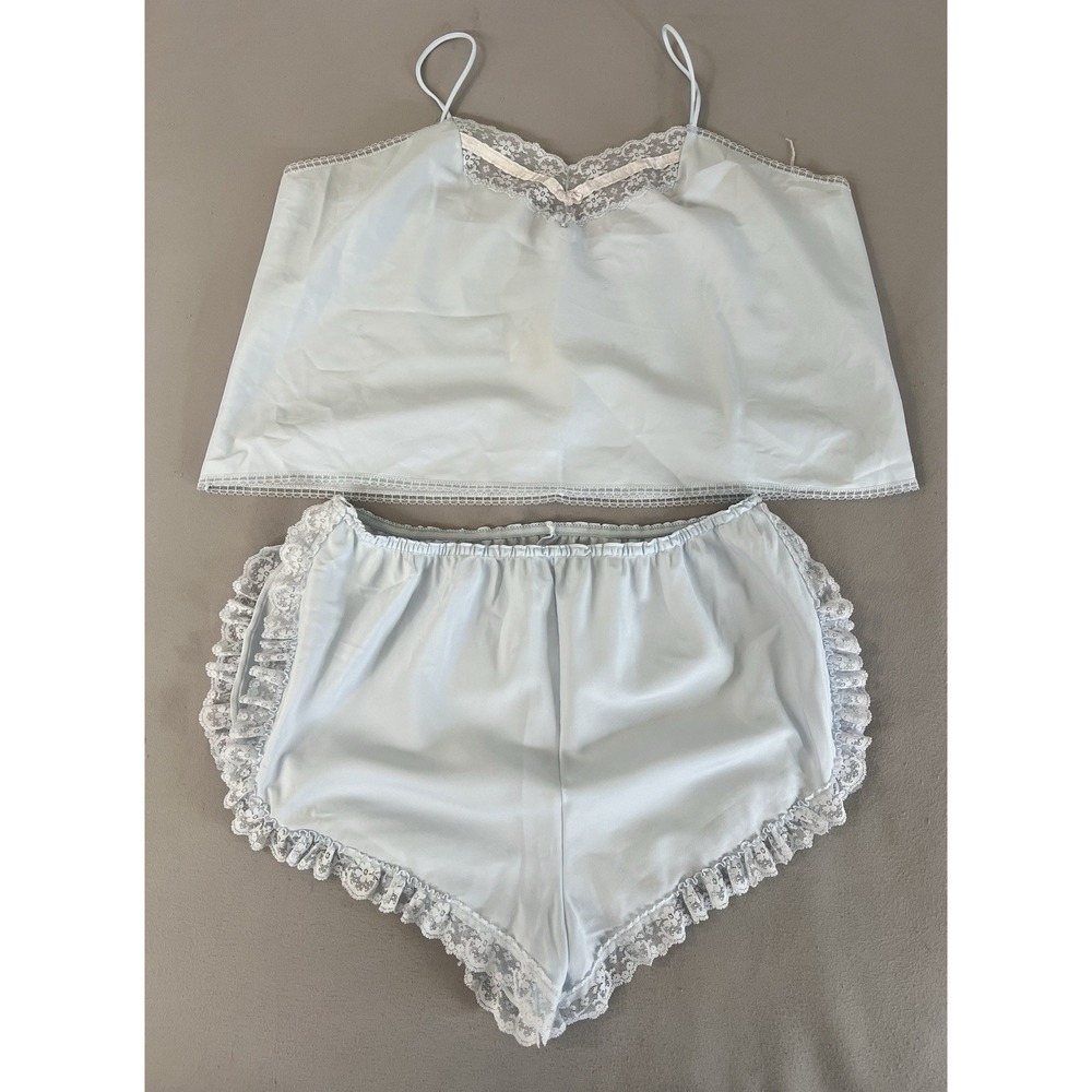 VTG Taryn Alexander‎ Vintage Babydoll Set Baby Blue Lace Sexy Sweet Wedding USA